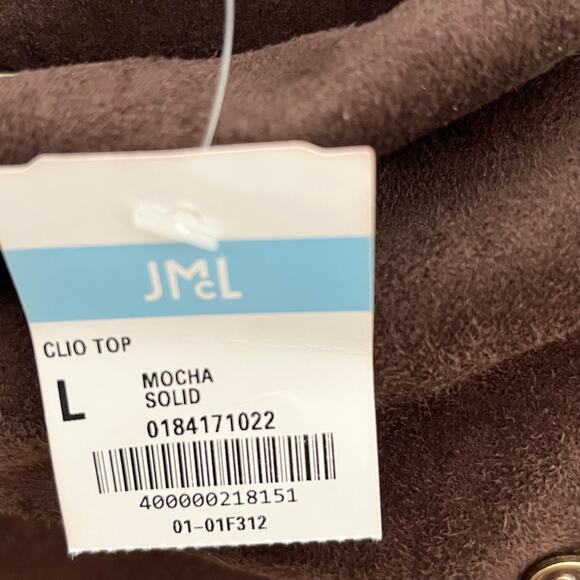 J. McLaughlin Womens Clio Top Large Brown Mocha Suede Button Mock Neck Classic - Picture 8 of 12